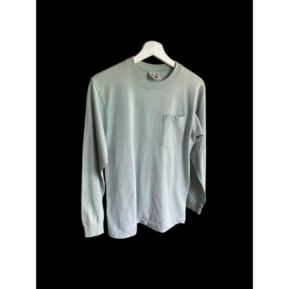 Vintage 80s Hobie Surf Long Sleeve Shirt Sz Medium Mint Green Faded Distressed